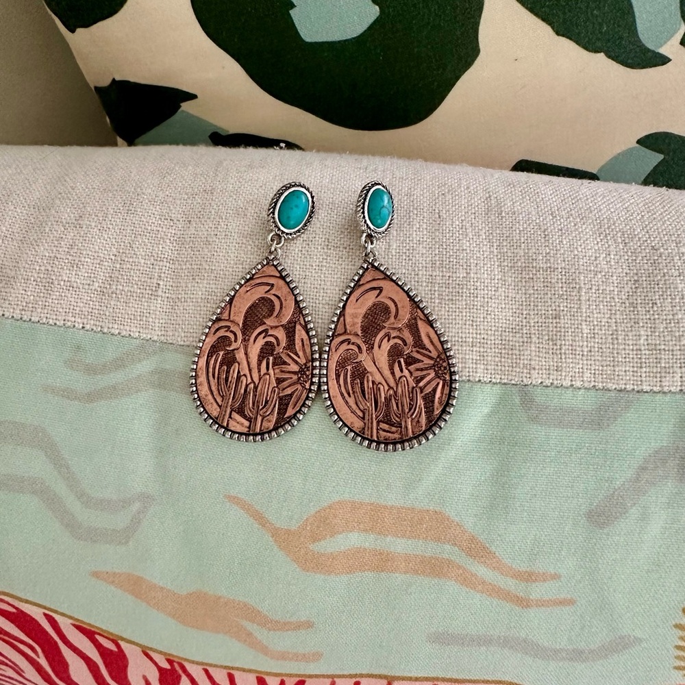 Shyanne Turquoise and Copper Teardrop Earrings